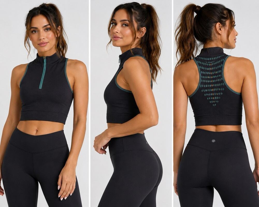 Fabletics Kaylee Cropped Mock Neck Zip Up SculptKnit Top Size Large Green